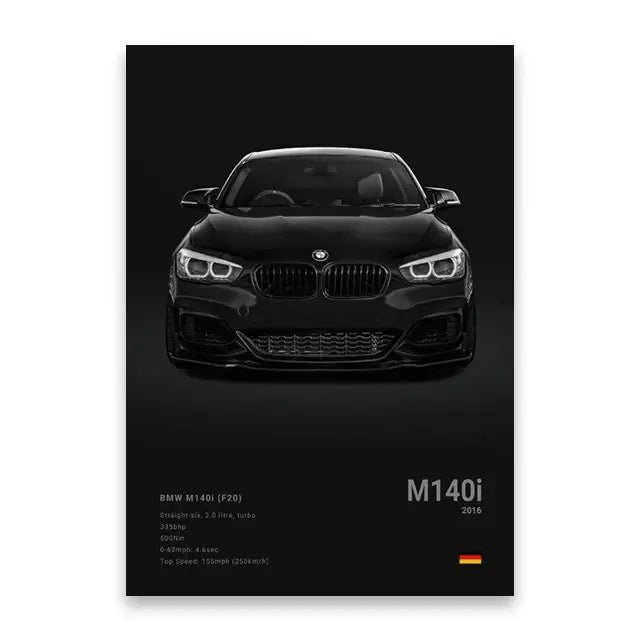 Luxury matte black suv canvas wall art living room decor