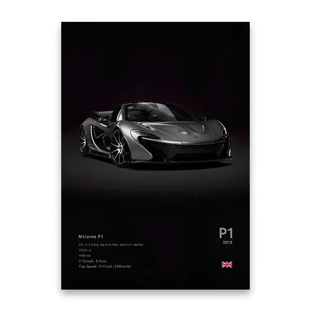 Modern black & silver luxury car canvas wall art bedroom decor