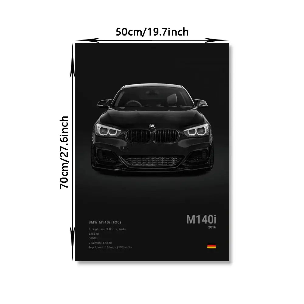 Luxury black & white car wall art print living room decor