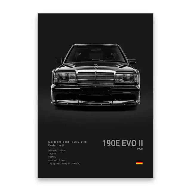 Modern silver and black cars canvas wall art for living room