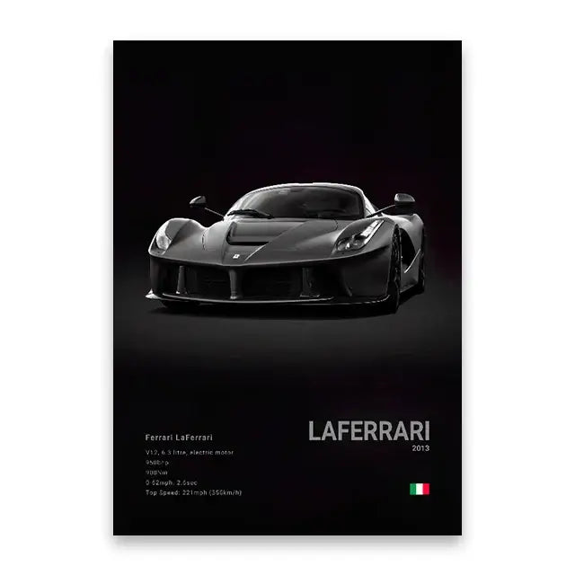 Modern silver and black cars canvas wall art for living room