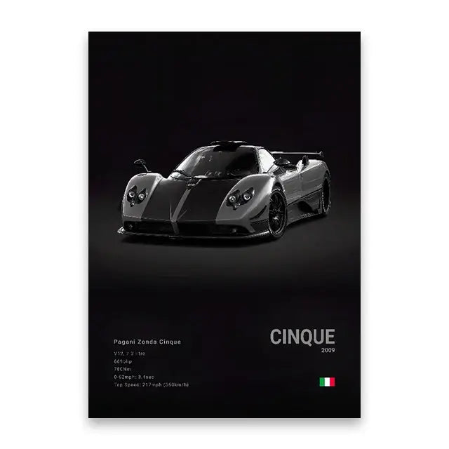 Modern silver and black cars canvas wall art for living room