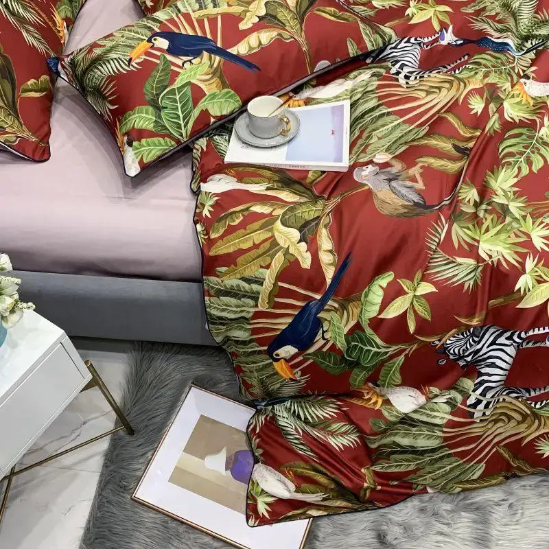 Luxury floral white egyptian cotton duvet cover bedroom set