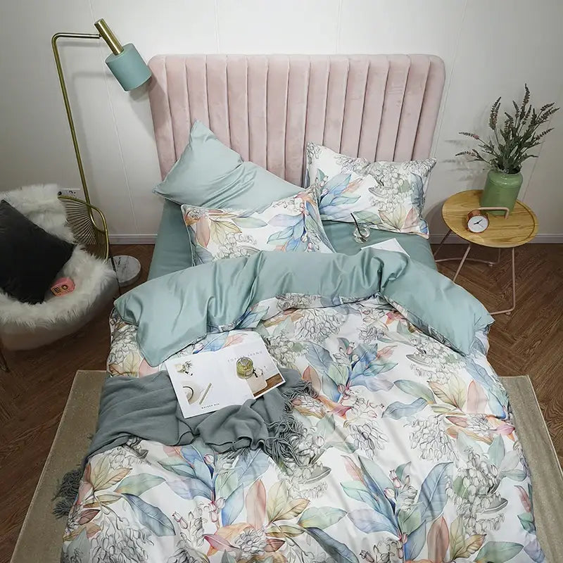 Luxury floral white egyptian cotton duvet cover bedroom set