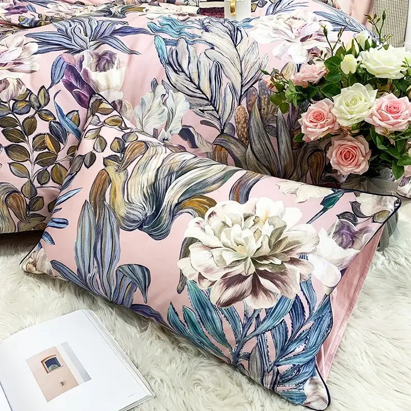 Tropical flamingo navy blue duvet cover bedroom bedding set