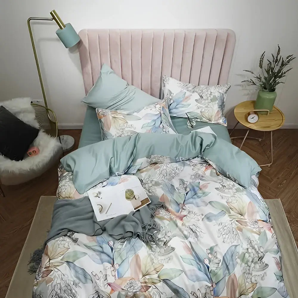 Tropical flamingo navy blue duvet cover bedroom bedding set