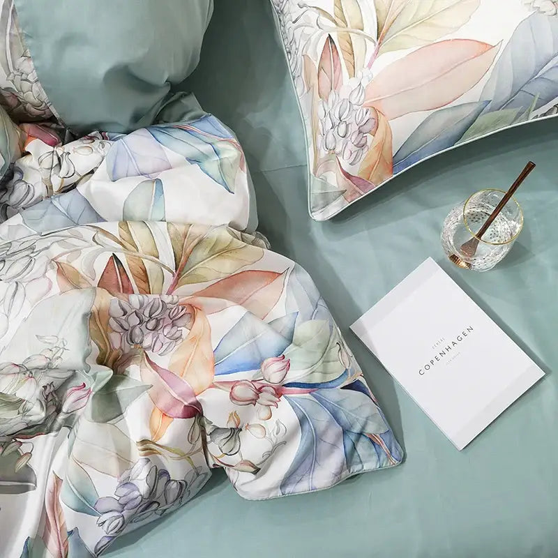 Luxury floral white egyptian cotton duvet cover bedroom set