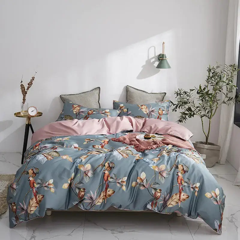 Luxury teal & brown egyptian cotton duvet cover bedroom bedding set