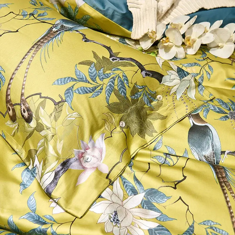 Tropical flamingo navy blue duvet cover bedroom bedding set