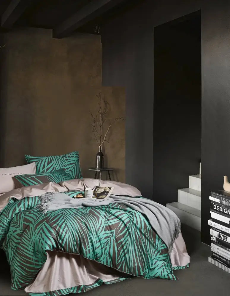 Luxury dark gray egyptian cotton hummingbird duvet cover bedroom set