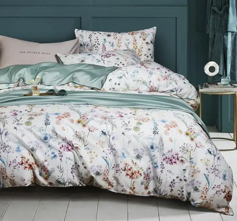 Luxury navy & gold egyptian cotton quilted bedding set bedroom