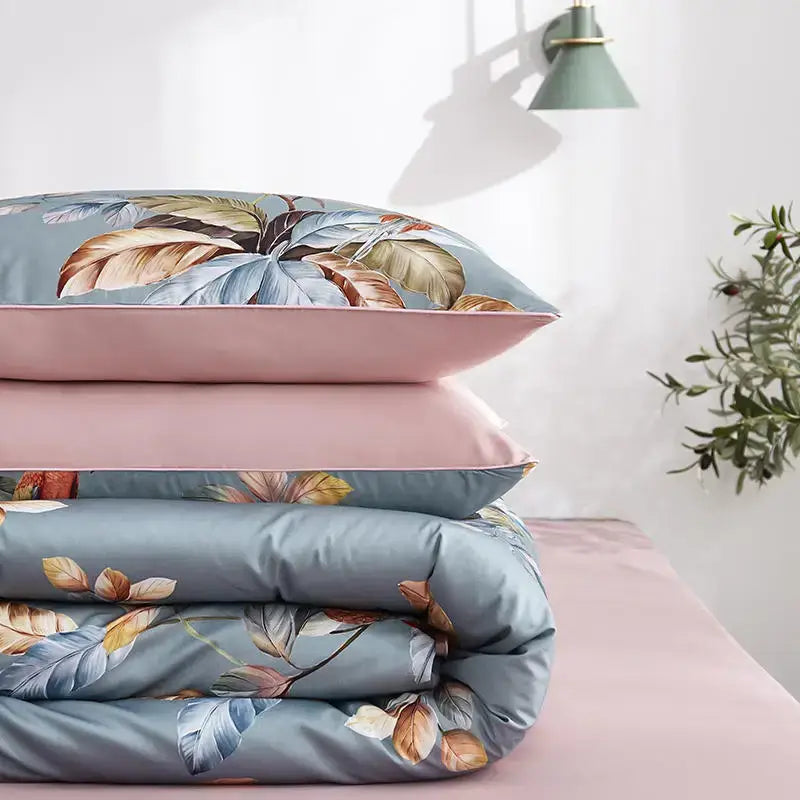 Tropical flamingo navy blue duvet cover bedroom bedding set