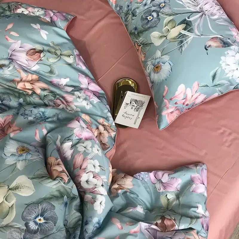 Tropical flamingo navy blue duvet cover bedroom bedding set