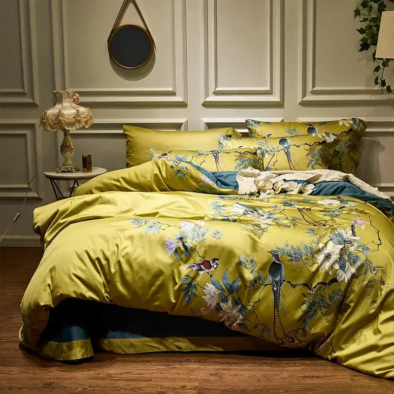 Tropical flamingo navy blue duvet cover bedroom bedding set