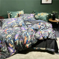 Luxury dark gray egyptian cotton hummingbird duvet cover bedroom set