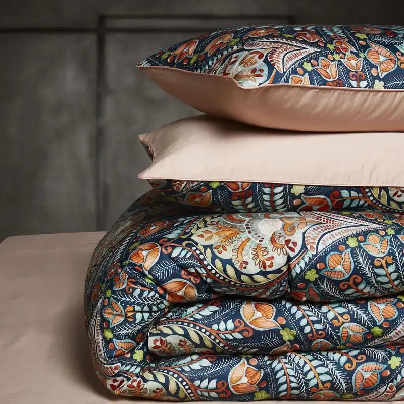 Luxury navy & gold egyptian cotton quilted bedding set bedroom