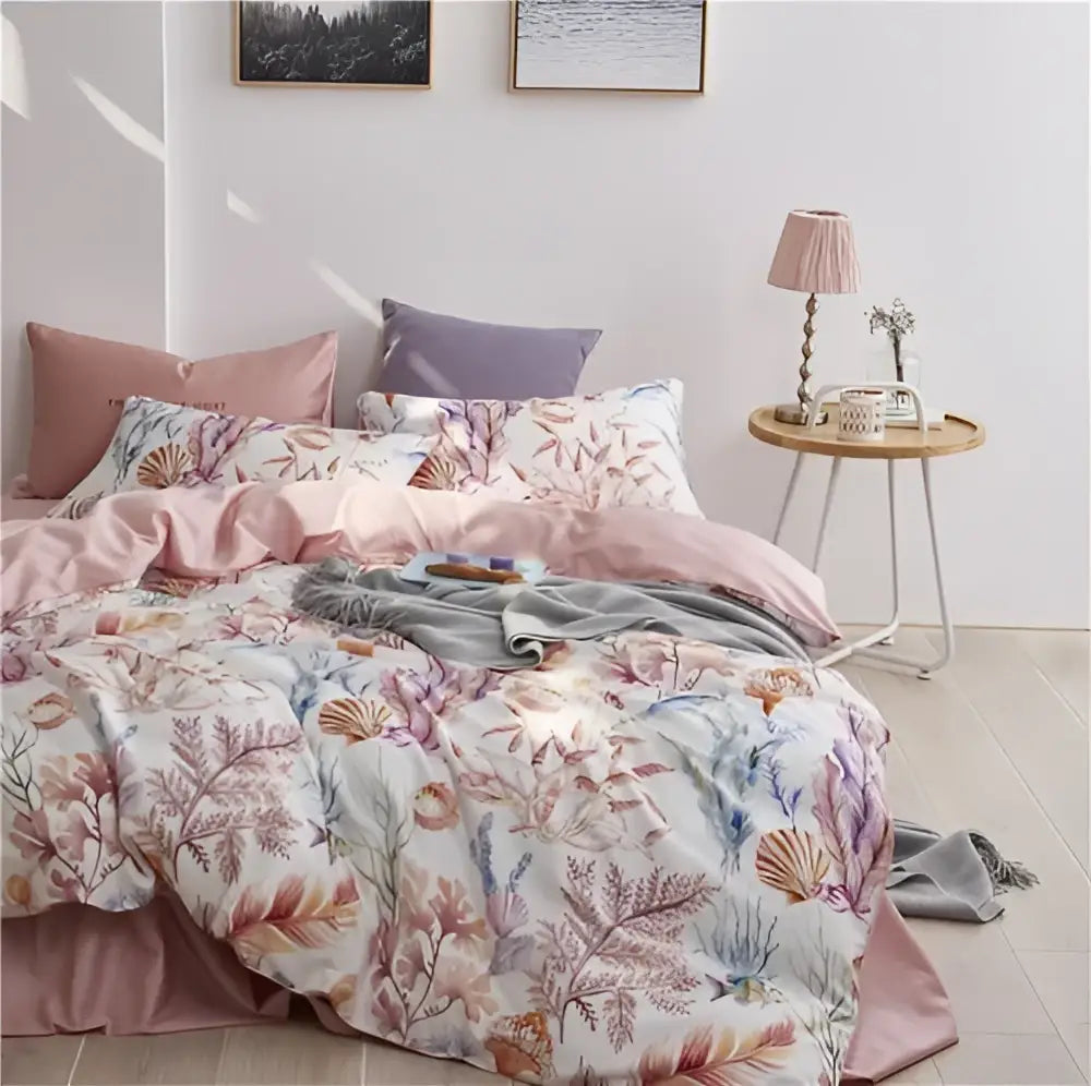Tropical flamingo navy blue duvet cover bedroom bedding set