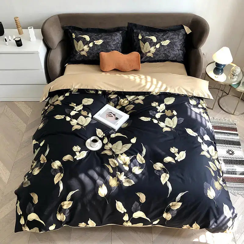 Luxury teal & brown egyptian cotton duvet cover bedroom bedding set