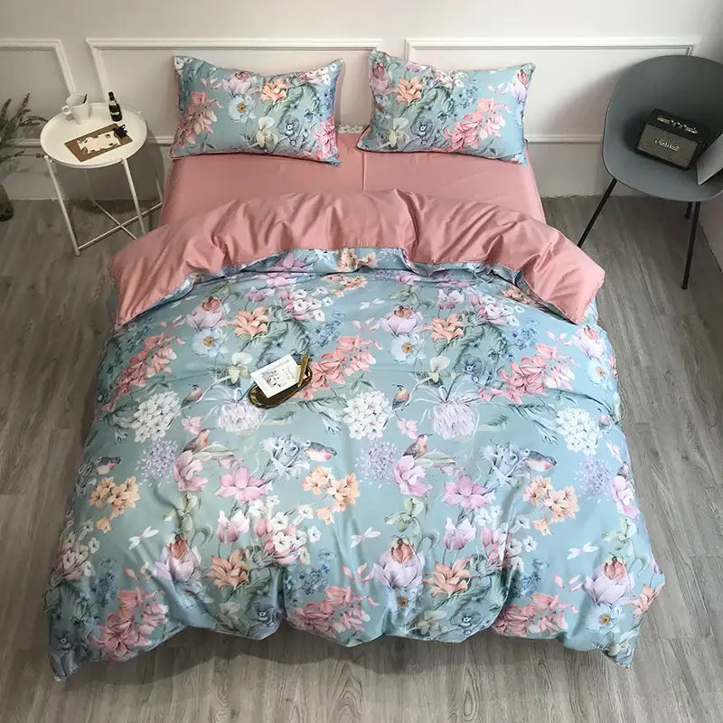 Tropical flamingo navy blue duvet cover bedroom bedding set