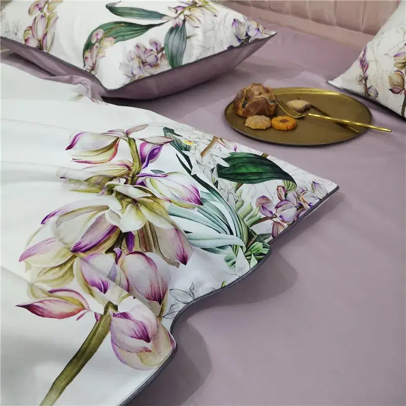 Teal and pink floral duvet cover set bedroom egyptian cotton bedding