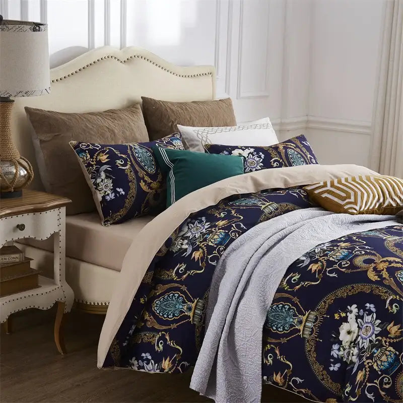 Botanical flamingo egyptian cotton duvet cover bedroom set with pillowcases