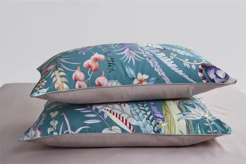 Botanical flamingo egyptian cotton duvet cover bedroom set with pillowcases