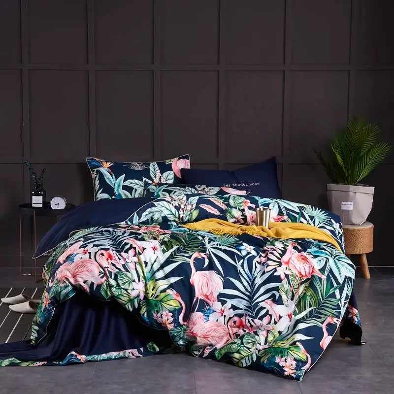 Luxury navy & gold floral paisley duvet cover bedroom bedding set