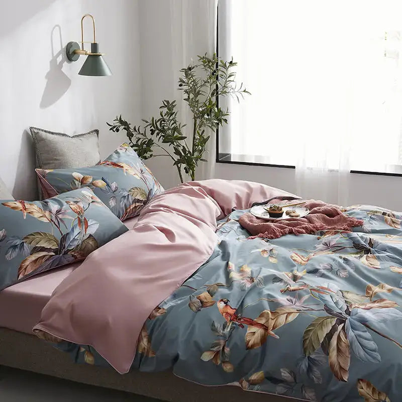 Luxury navy & gold floral paisley duvet cover bedroom bedding set