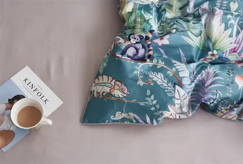 Luxury navy & gold floral paisley duvet cover bedroom bedding set