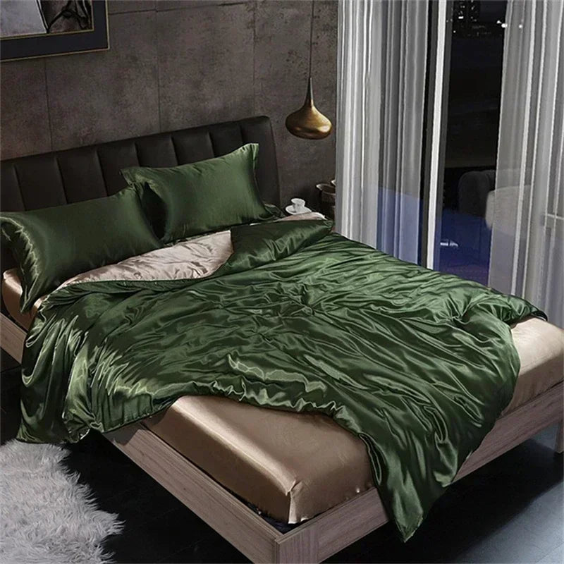 Luxury chocolate brown mulberry silk bedding set bedroom sheets
