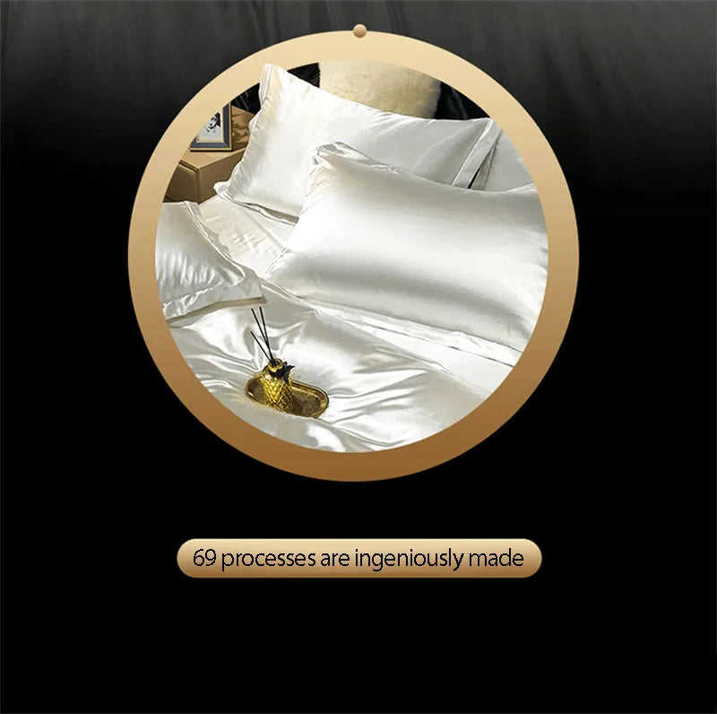 Luxury teal satin silk bedding set bedroom decor