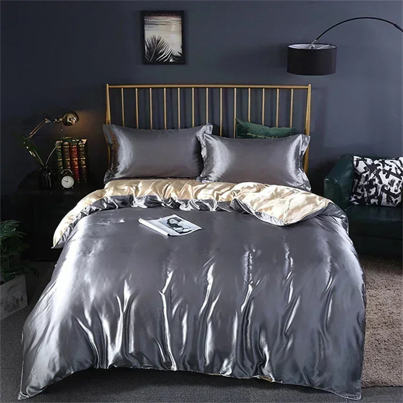 Luxury teal satin bedding set – bedroom duvet cover with sheets