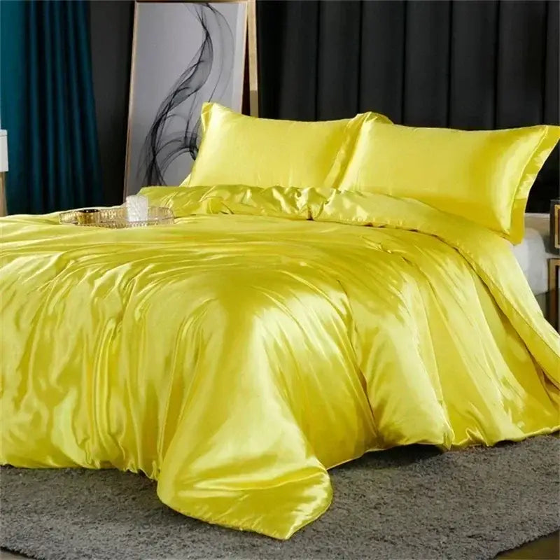 Luxury sage green satin bedding set with duvet cover for bedroom