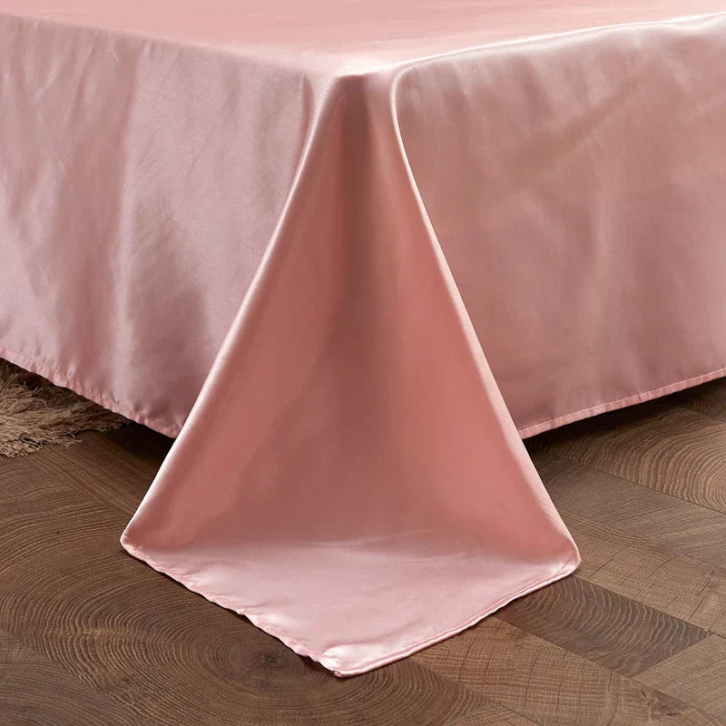 Luxury pink satin solid color bedding set with bedroom pcduvet cover