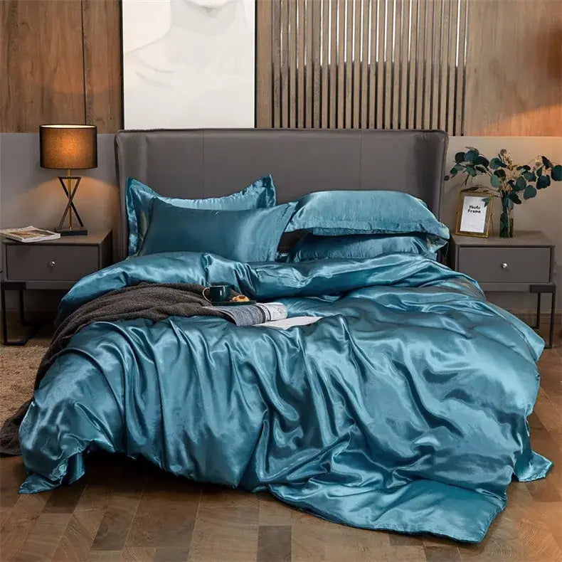Lavender luxury satin solid color bedding set – bedroom duvet cover