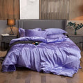Lavender luxury satin solid color bedding set – bedroom duvet cover