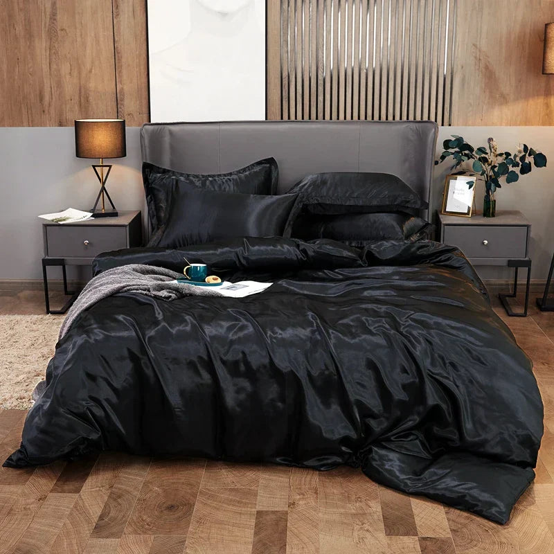 Royal blue luxury satin bedding set – bedroom duvet cover