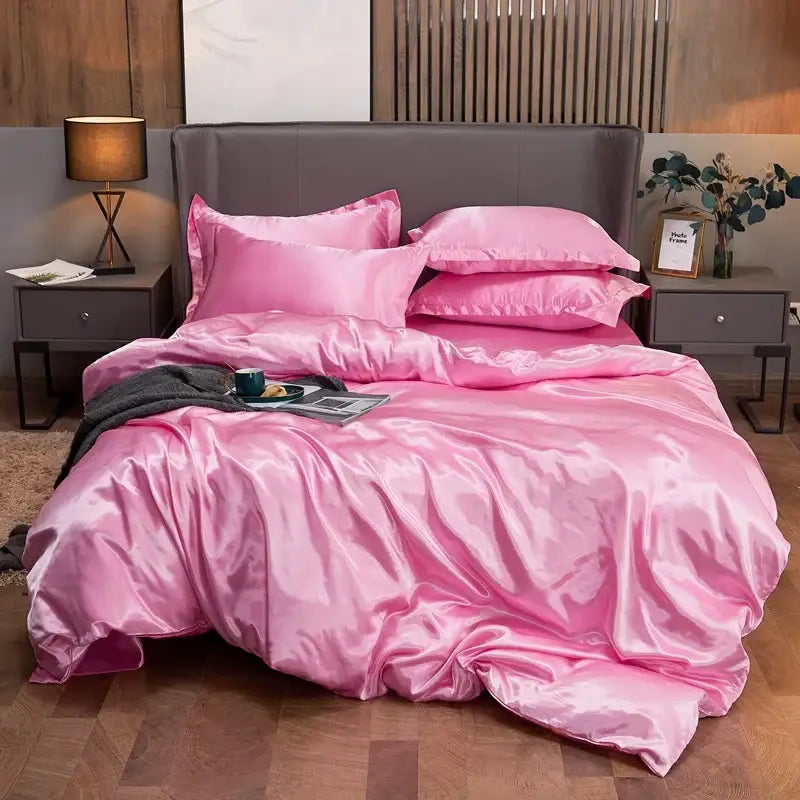 Luxury white satin solid color bedding set – bedroom pcduvet cover