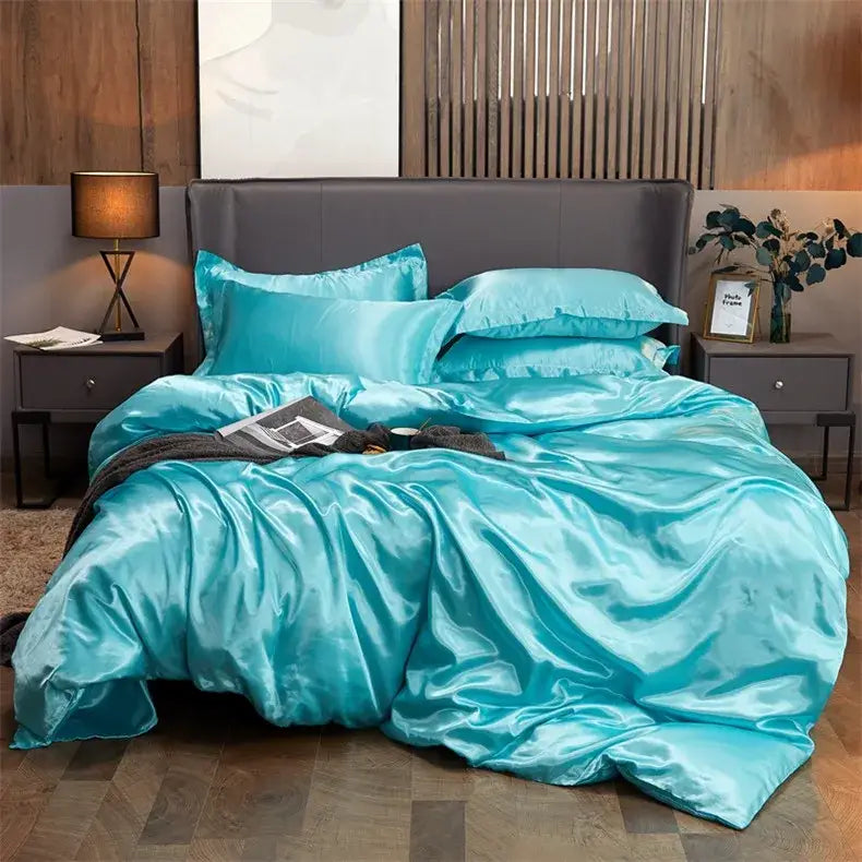Royal blue luxury satin bedding set – bedroom duvet cover
