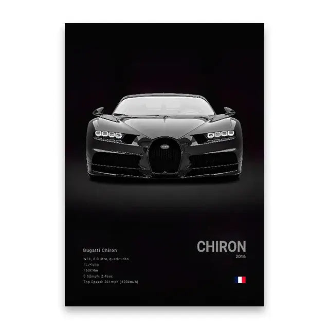 Modern white famous cars canvas wall art for living room