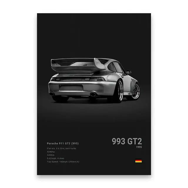 Modern white famous cars canvas wall art for living room