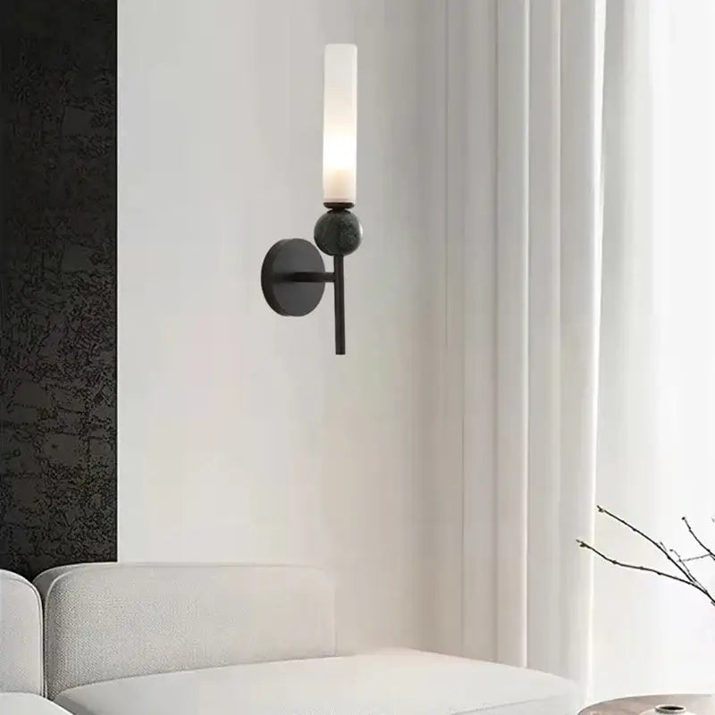 Modern gold & black marble sconce bedroom wall light