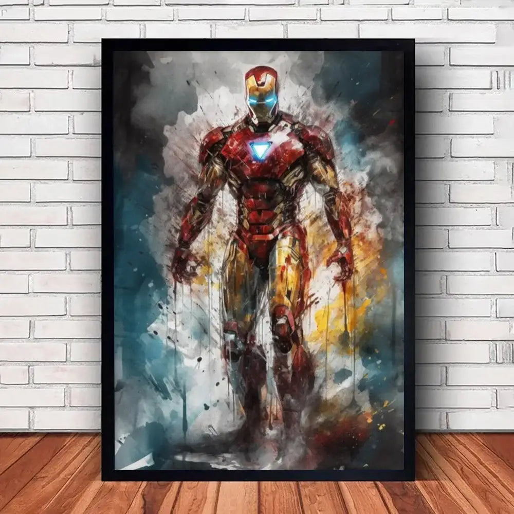 Vibrant stylized superhero canvas wall art for kids bedroom