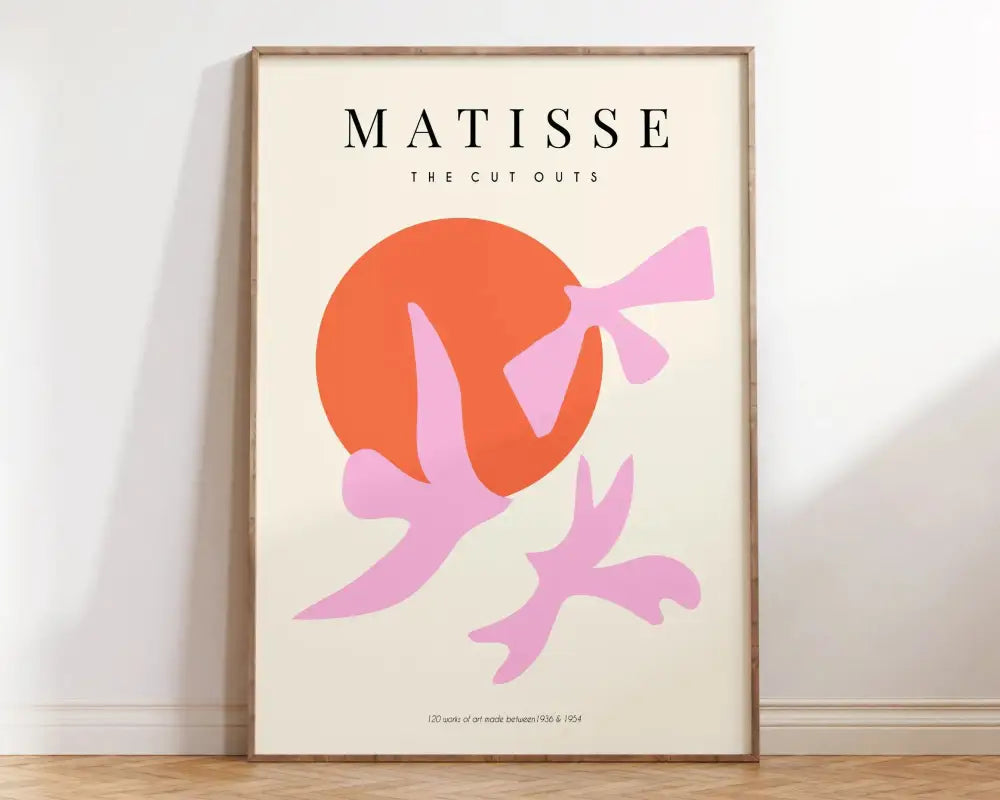 Matisse botanical flower poster orange & pink framed living room art