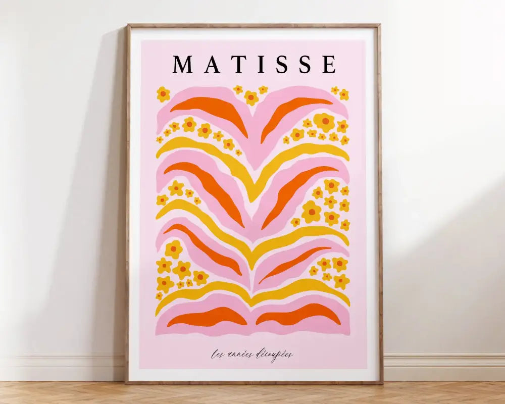Matisse floral art pink & orange framed poster living room decor