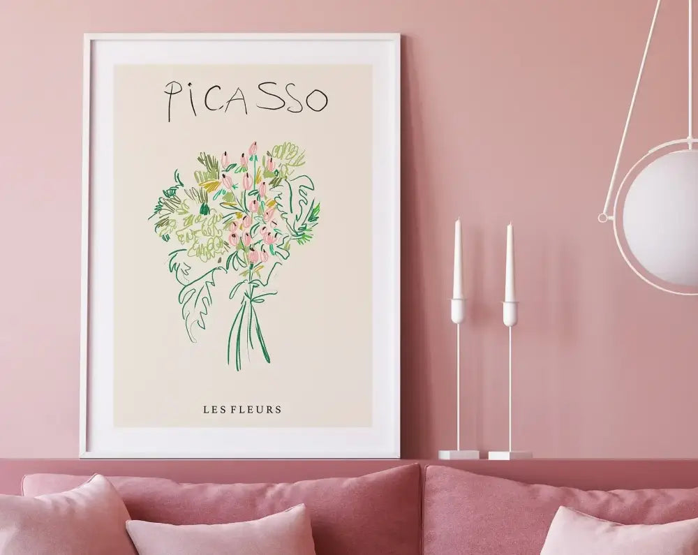 Matisse floral art pink & orange framed poster living room decor