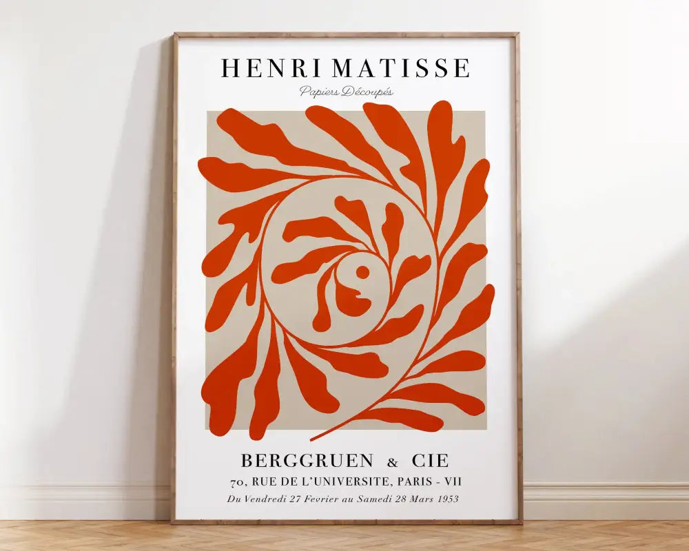 Matisse floral art print pink & red framed living room wall decor