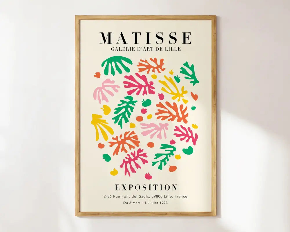 Minimalist peach & coral matisse floral art prints living room decor