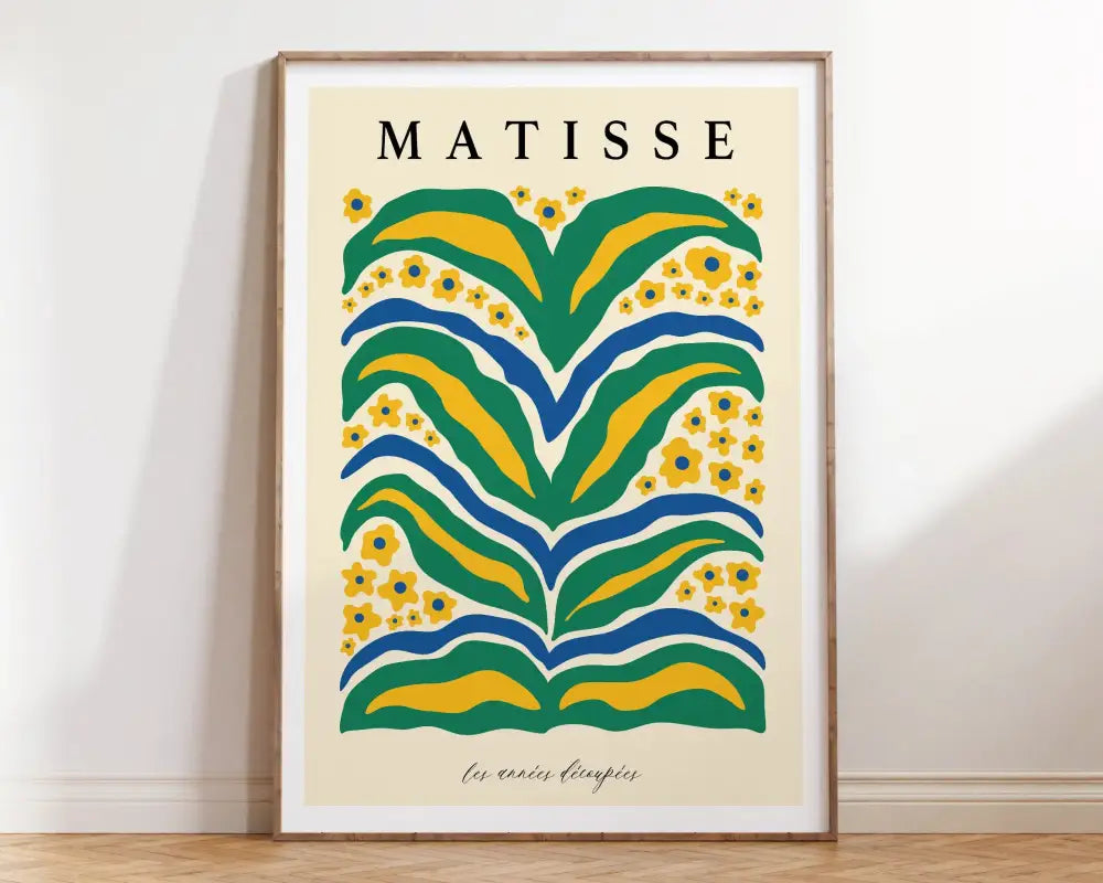 Matisse floral art blue & cream bird poster living room canvas