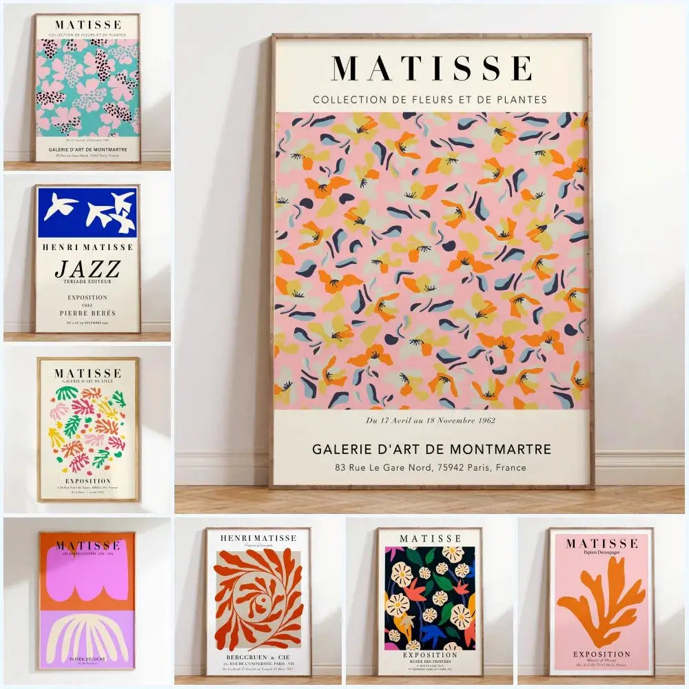 Matisse collection cream & pink floral abstract print bedroom wall art
